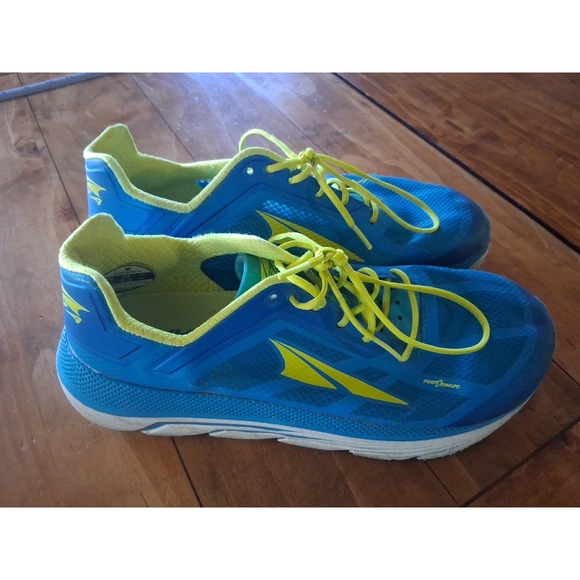 Altra Shoes - Altra Womens Duo Blue Yellow Road Running Shoes Lace Up Low Top Sz 9.5